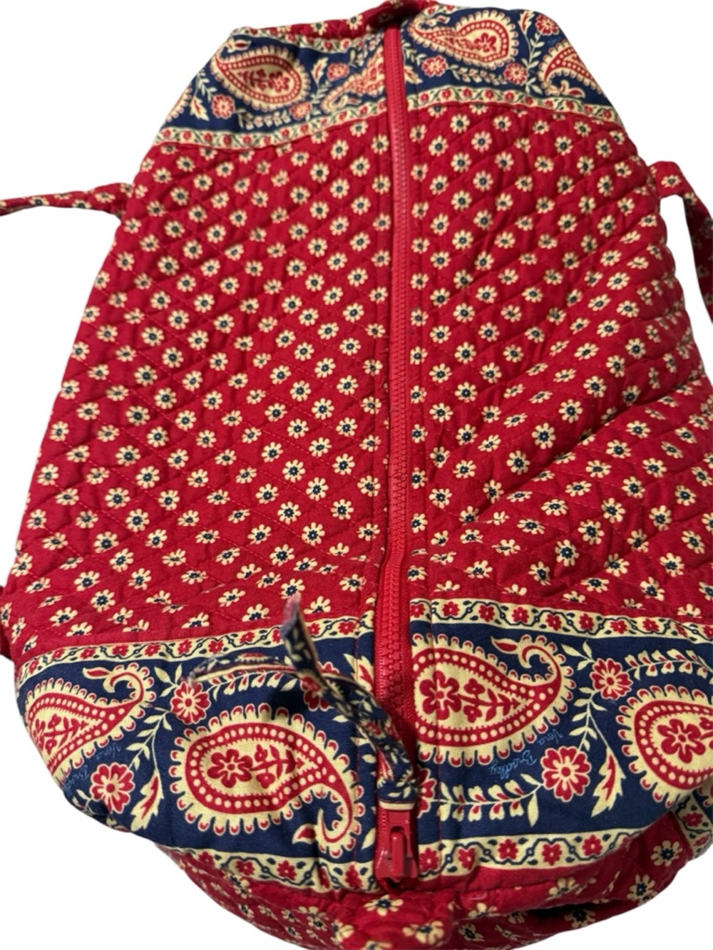 Vera Bradley Red Paisley Quilted Duffle Bag Travel Weekender Vintage Print - Picture 4 of 7